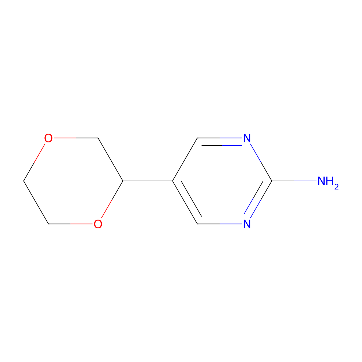 5-(1,4-Dioxan-2-yl)pyrimidin-2-amine molecular structure, CAS 1622835-68-0