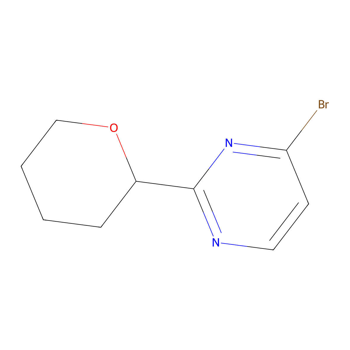 4-Bromo-2-(2-tetrahydropyranyl)pyrimidine molecular structure, CAS 1622835-74-8