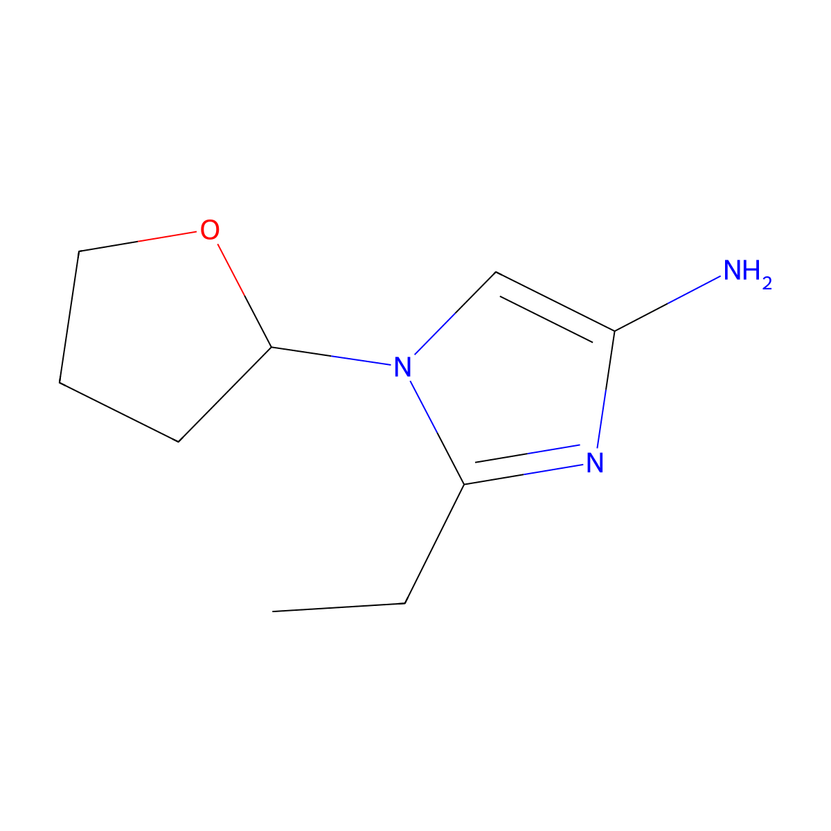 1-(Oxolan-2-yl)-2-ethylimidazol-4-amine molecular structure, CAS 1622835-77-1