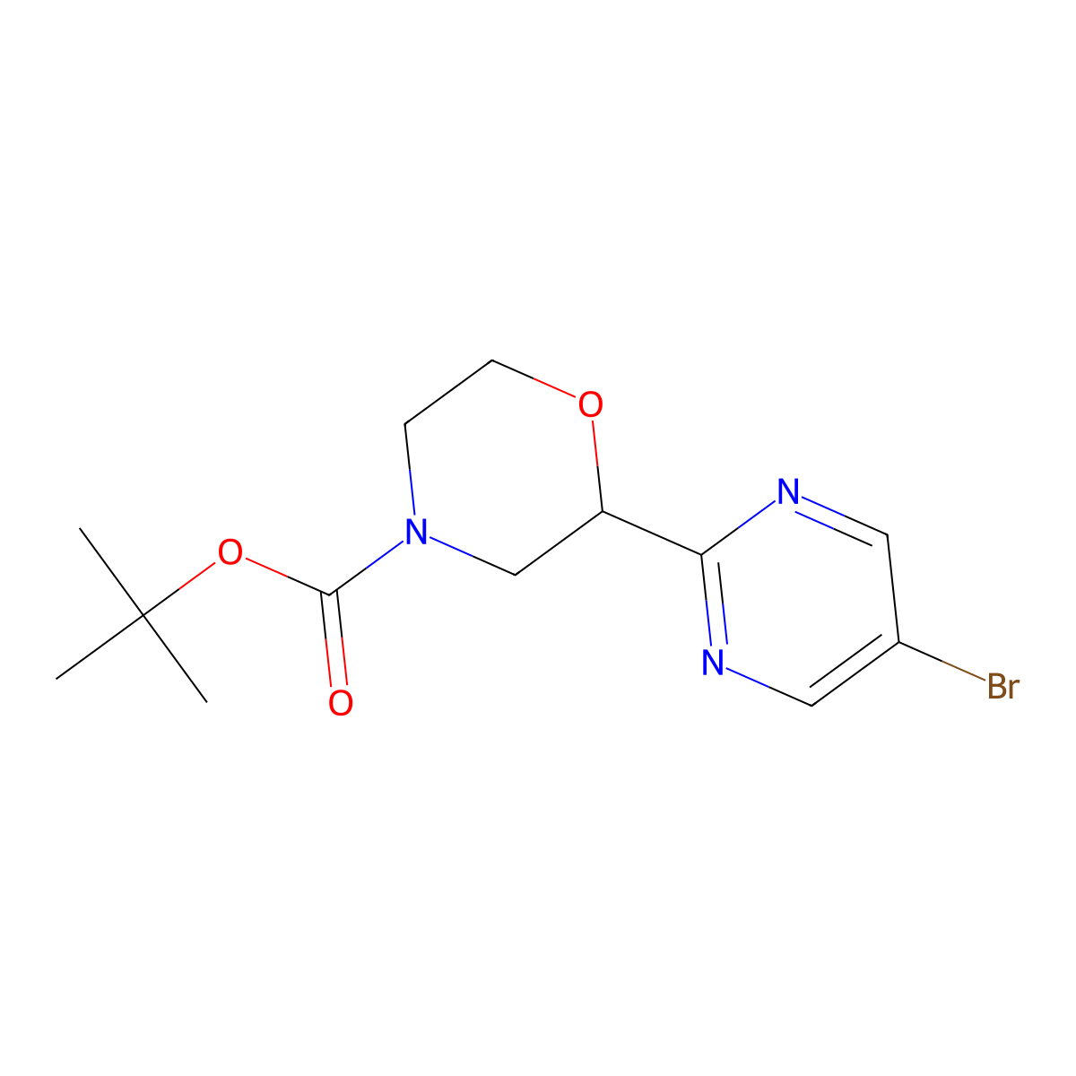 5-Bromo-2-(N-Boc-morpholin-2-yl)pyrimidine molecular structure, CAS 1622835-82-8