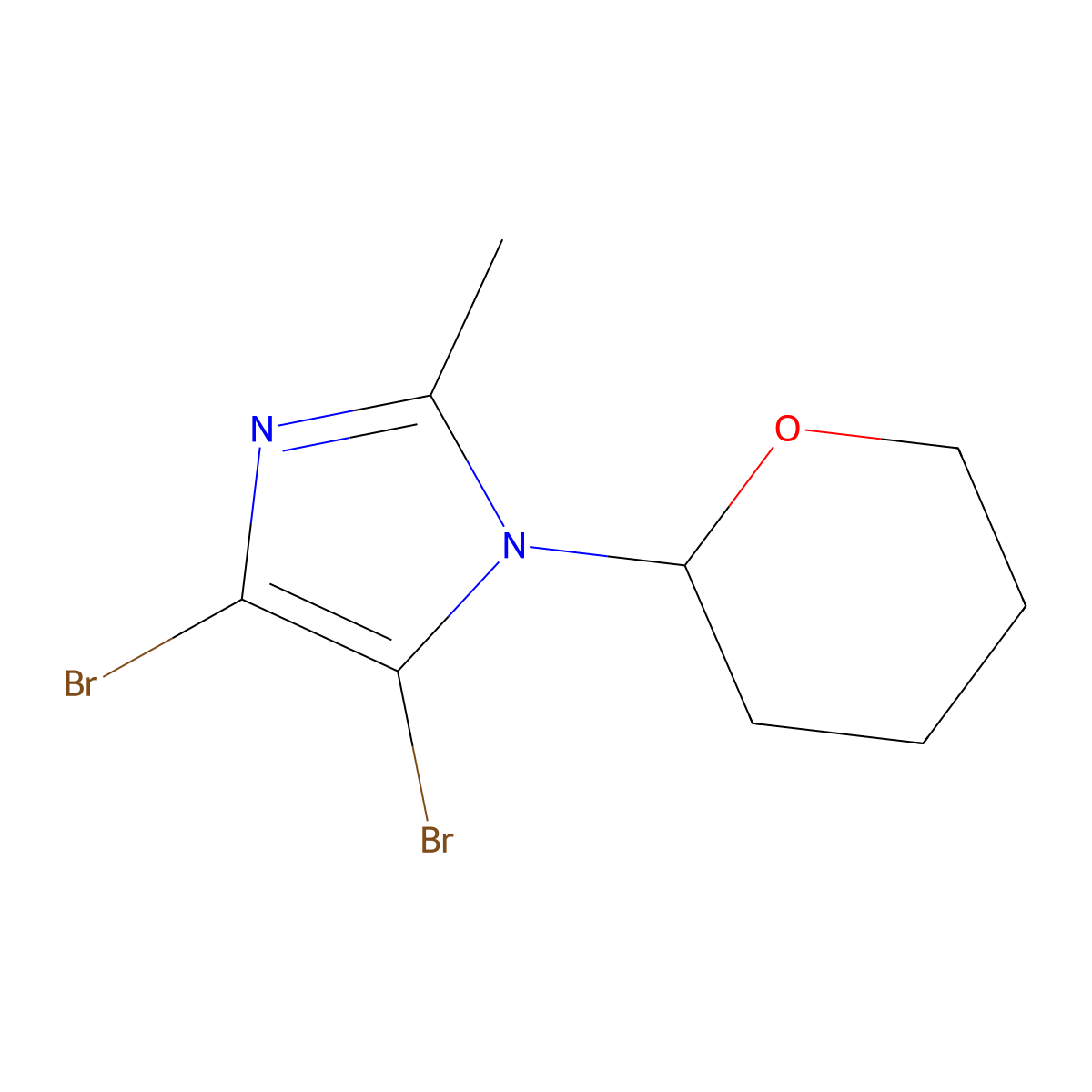 4,5-Dibromo-1-(oxan-2-yl)-2-methyl-1H-imidazole molecular structure, CAS 1622835-83-9