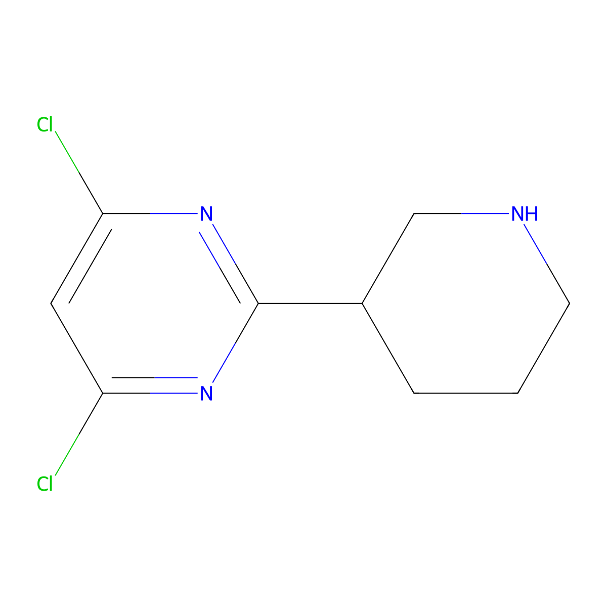 4,6-Dichloro-2-(piperidin-3-yl)pyrimidine molecular structure, CAS 1622835-88-4