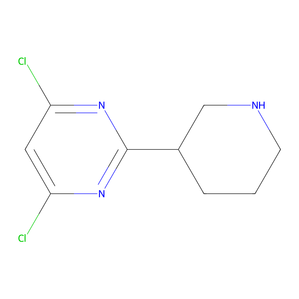 4,6-Dichloro-2-(piperidin-3-yl)pyrimidine molecular structure, CAS 1622835-88-4