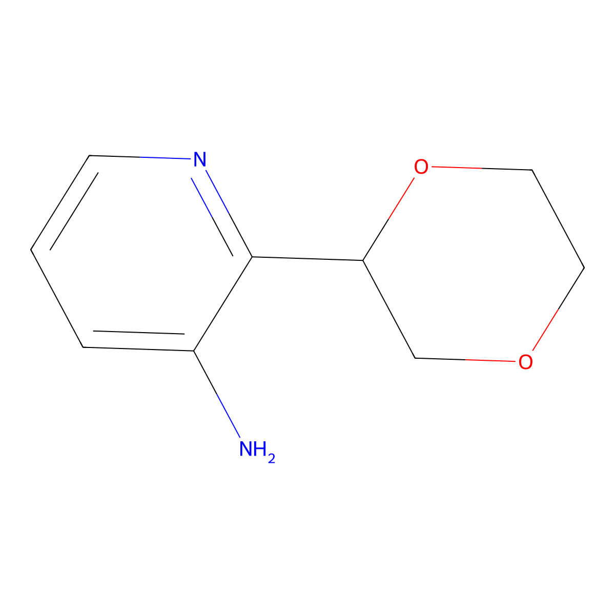 3-Amino-2-(1,4-dioxan-2-yl)pyridine molecular structure, CAS 1622835-89-5