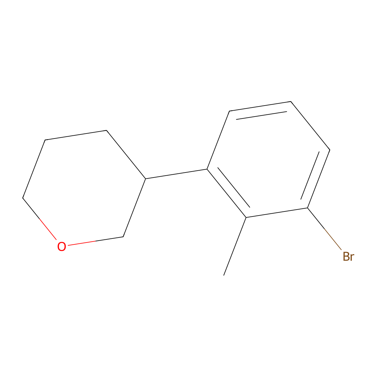 2-Methyl-3-(oxan-3-yl)bromobenzene molecular structure, CAS 1622835-94-2