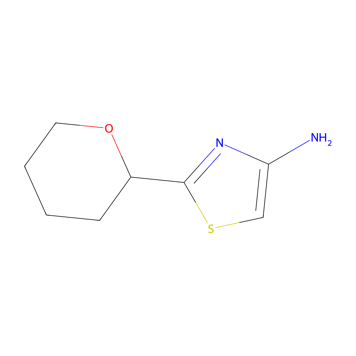4-Amino-2-(oxan-2-yl)thiazole molecular structure, CAS 1622835-95-3