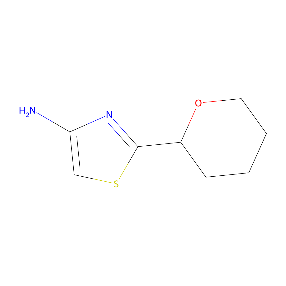 4-Amino-2-(oxan-2-yl)thiazole molecular structure, CAS 1622835-95-3