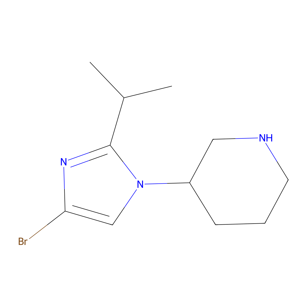 4-Bromo-1-(piperidin-3-yl)-2-(iso-propyl)imidazole molecular structure, CAS 1622835-97-5