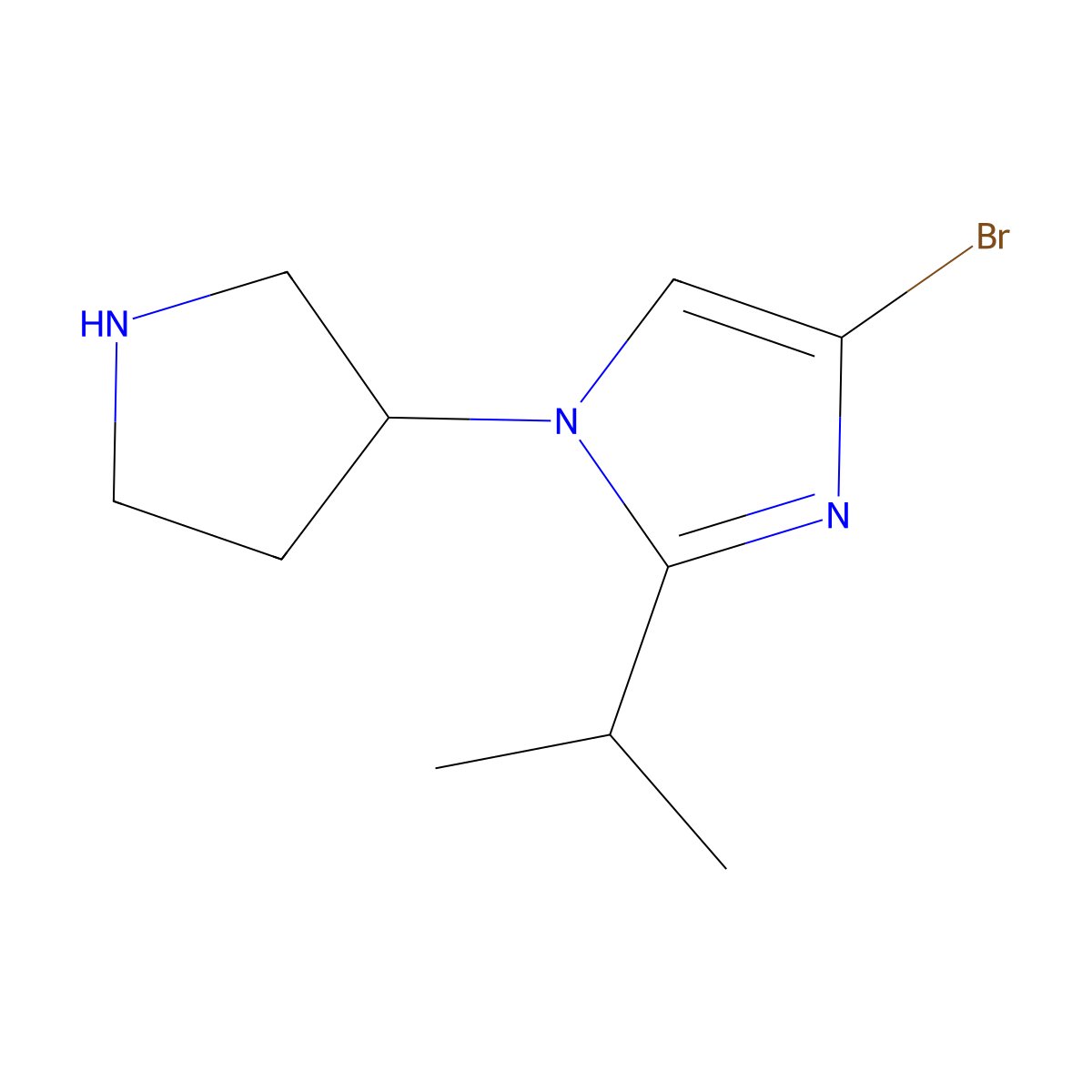 4-Bromo-1-(pyrrolidin-3-yl)-2-(iso-propyl)imidazole molecular structure, CAS 1622835-99-7
