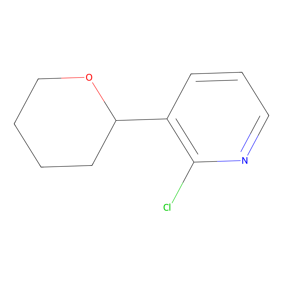 2-Chloro-3-(oxan-2-yl)pyridine molecular structure, CAS 1622836-00-3