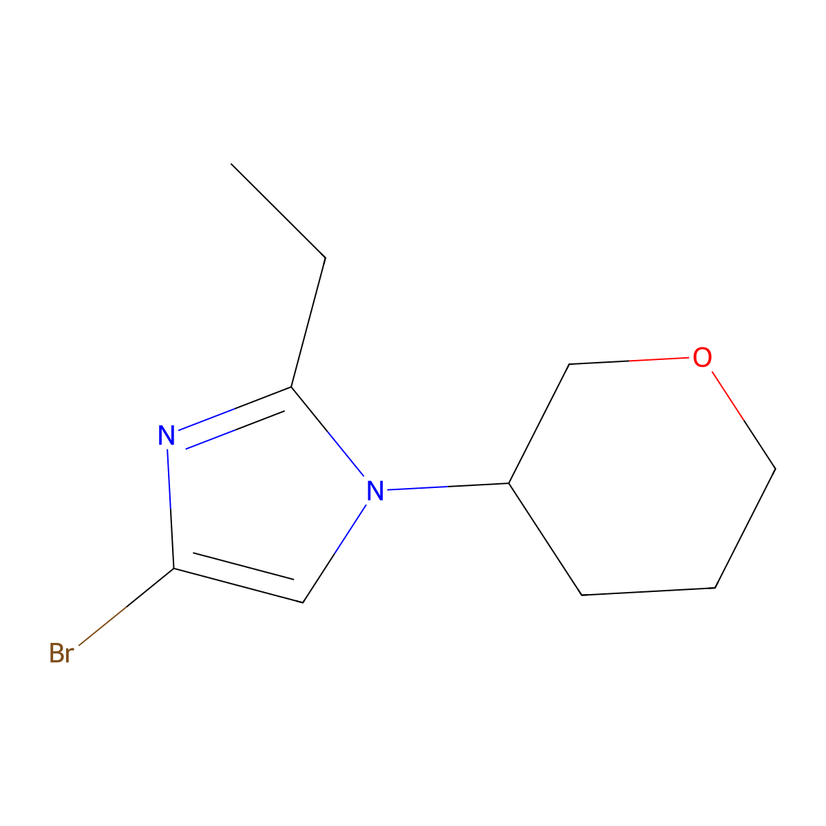 4-Bromo-1-(oxan-3-yl)-2-ethylimidazole molecular structure, CAS 1622836-01-4