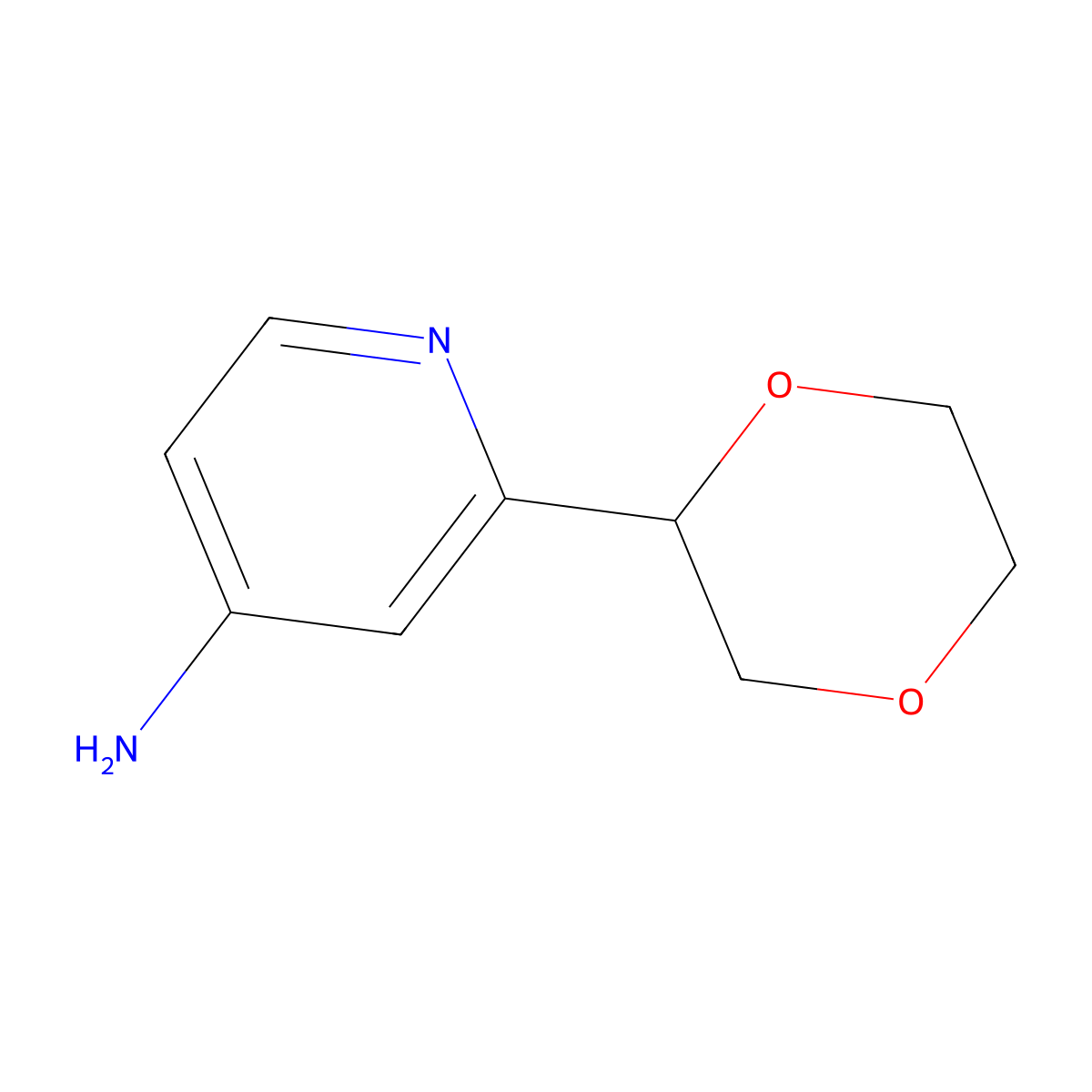 2-(1,4-Dioxan-2-yl)pyridin-4-amine molecular structure, CAS 1622836-07-0
