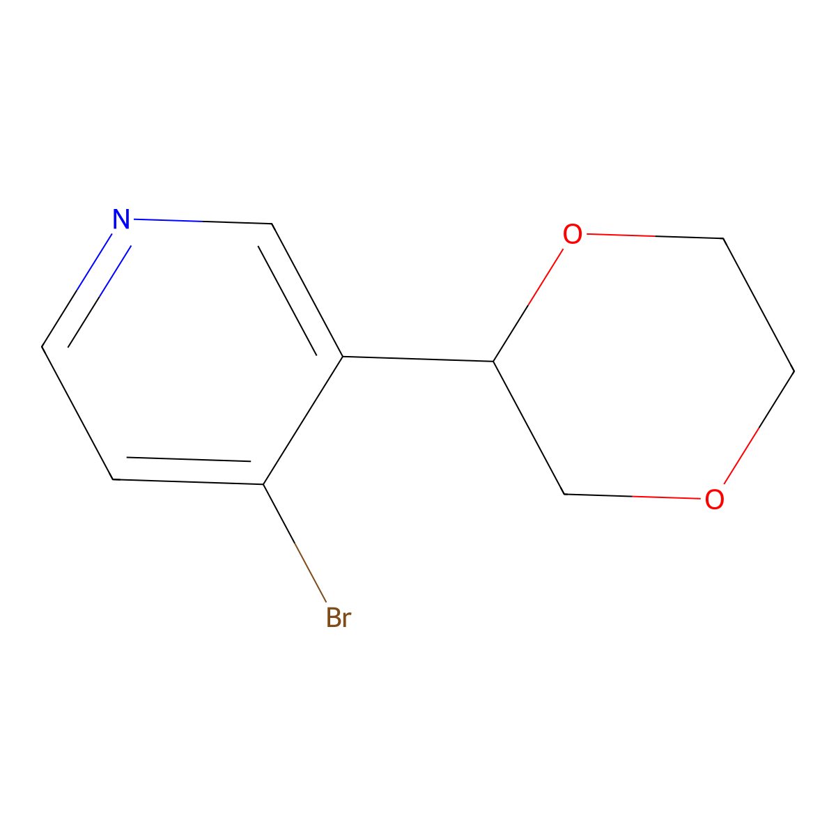 4-Bromo-3-(1,4-dioxan-2-yl)pyridine molecular structure, CAS 1622836-08-1