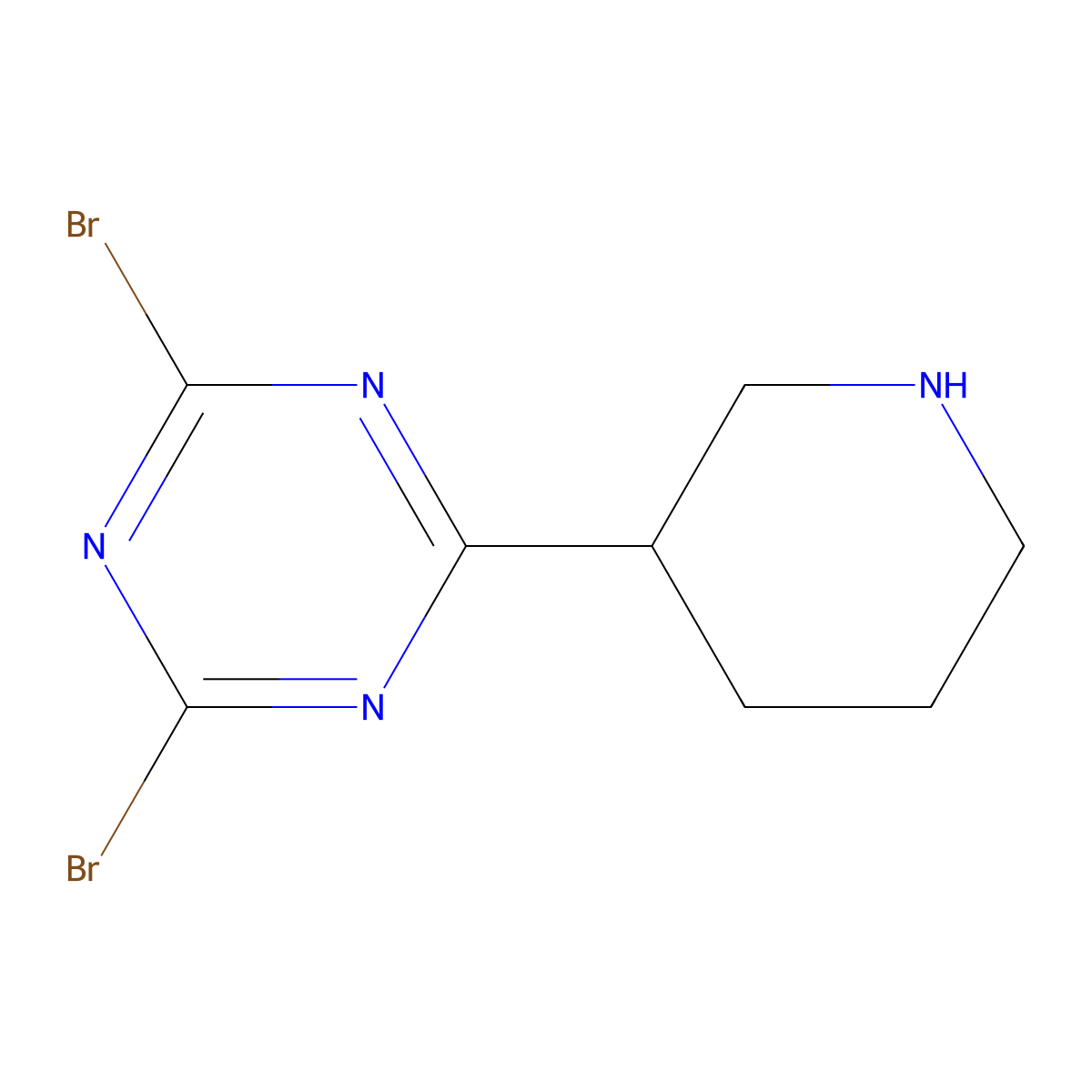 2,4-Dibromo-6-(piperidin-3-yl)-1,3,5-triazine molecular structure, CAS 1622836-09-2