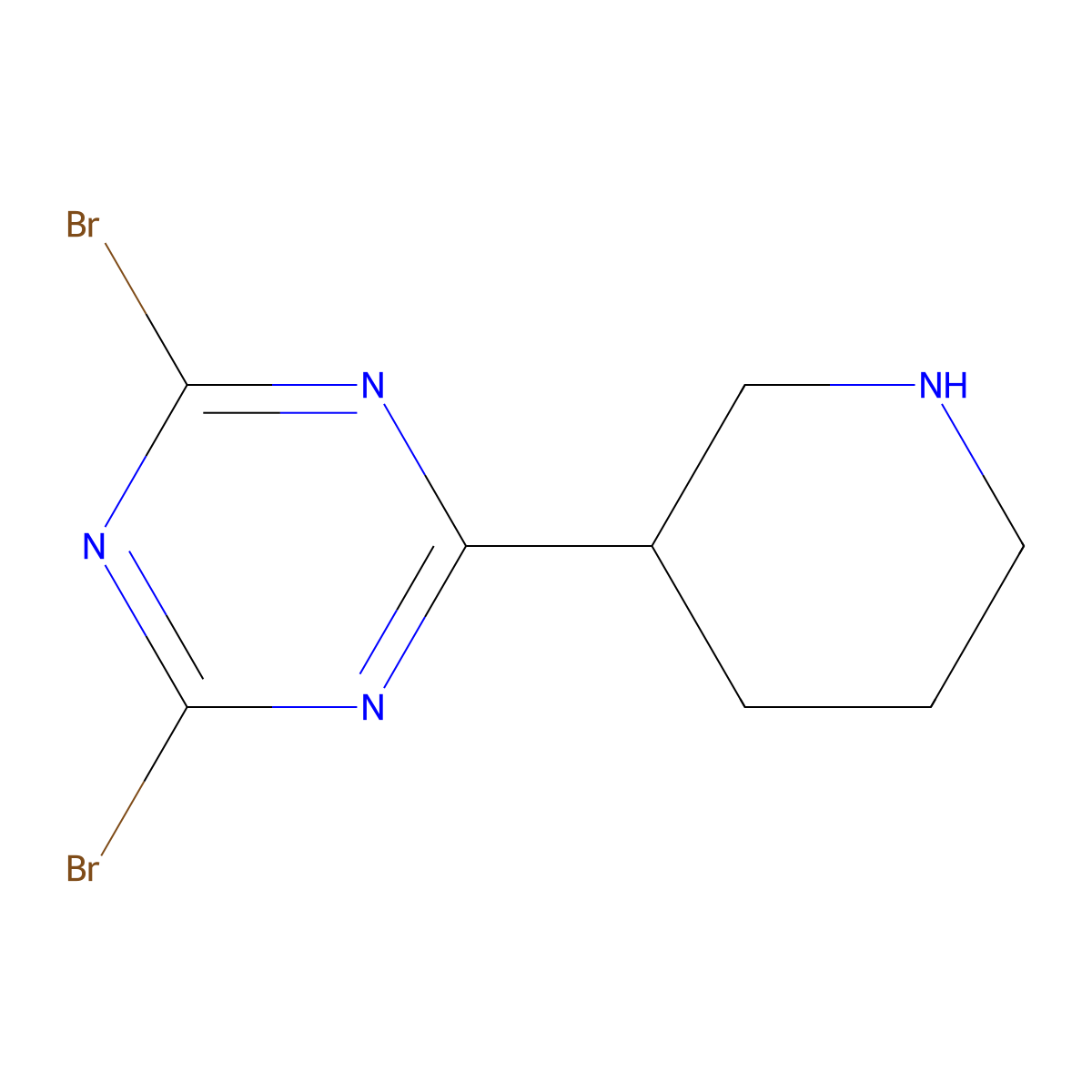 2,4-Dibromo-6-(piperidin-3-yl)-1,3,5-triazine molecular structure, CAS 1622836-09-2