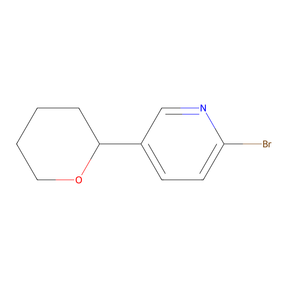 2-bromo-5-(tetrahydro-2H-pyran-2-yl)pyridine molecular structure, CAS 1622836-12-7