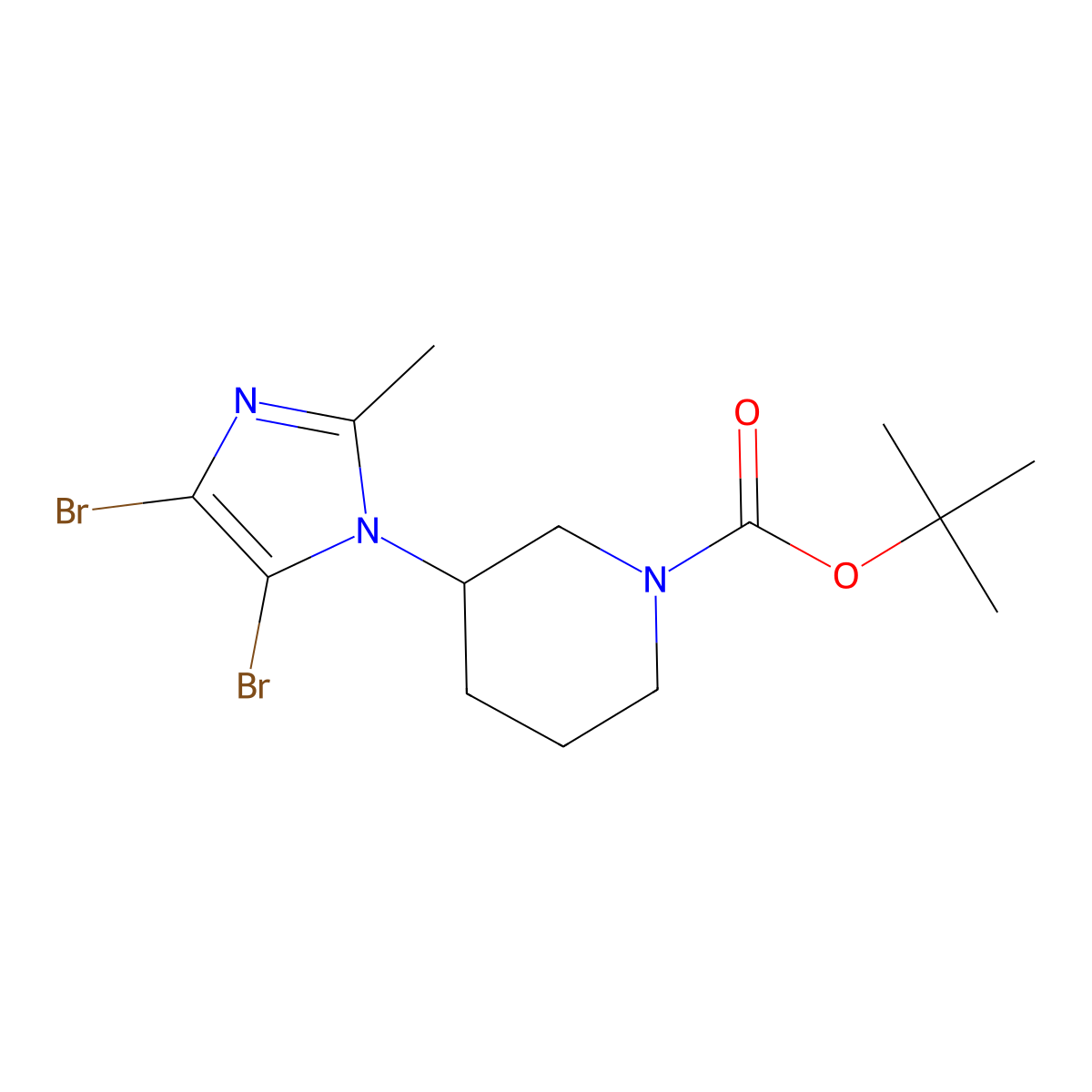 4,5-Dibromo-1-(N-Boc-piperidin-3-yl)-2-methyl-1H-imidazole molecular structure, CAS 1622836-13-8