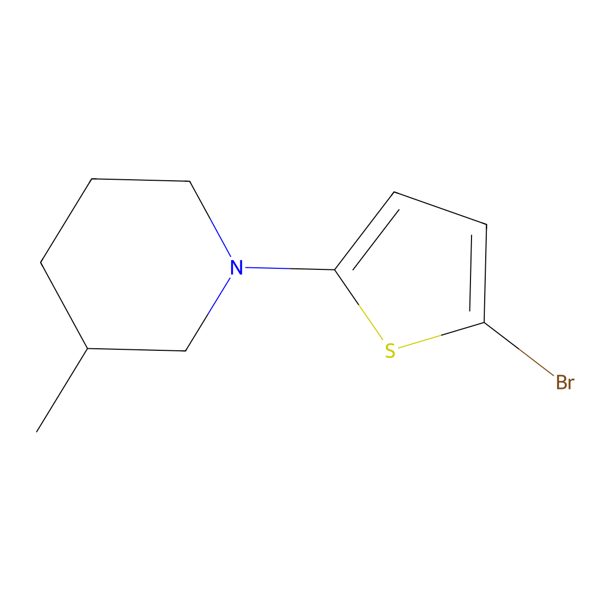 2-Bromo-5-(3-methylpiperidin-1-yl)thiophene molecular structure, CAS 1622836-15-0