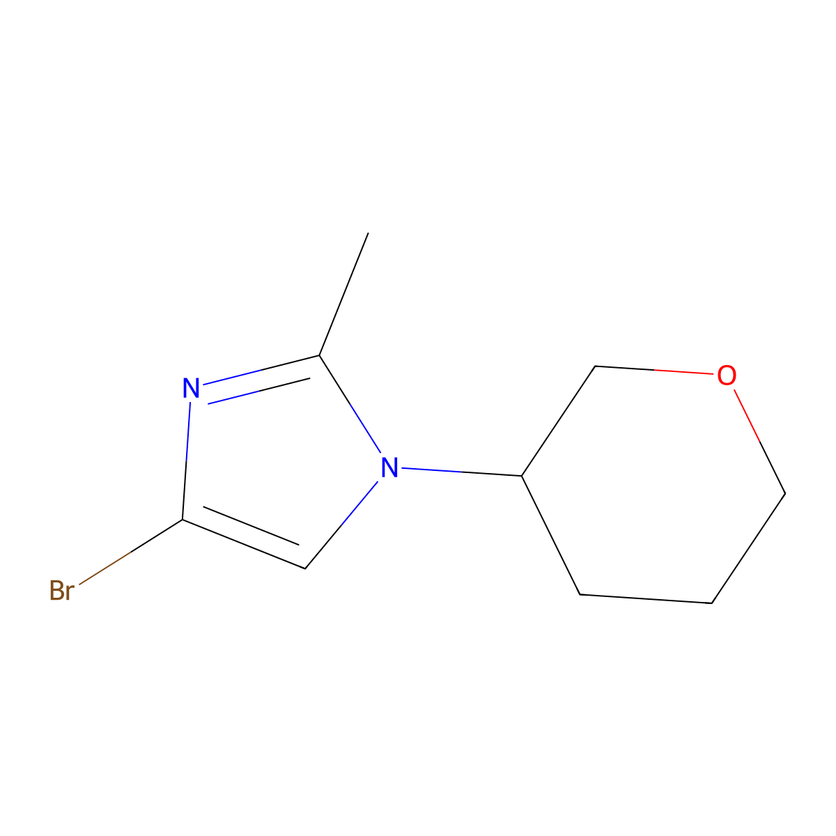 4-Bromo-1-(oxan-3-yl)-2-methylimidazole molecular structure, CAS 1622836-16-1