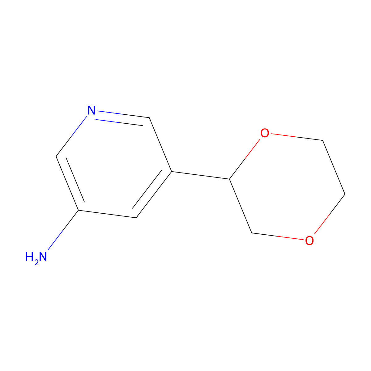 5-(1,4-Dioxan-2-yl)pyridin-3-amine molecular structure, CAS 1622836-17-2