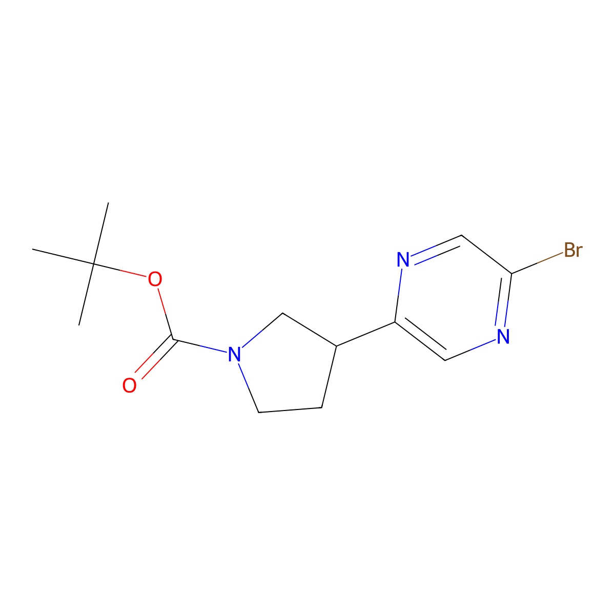 2-Bromo-5-(N-Boc-pyrrolidin-3-yl)pyrazine molecular structure, CAS 1622836-18-3