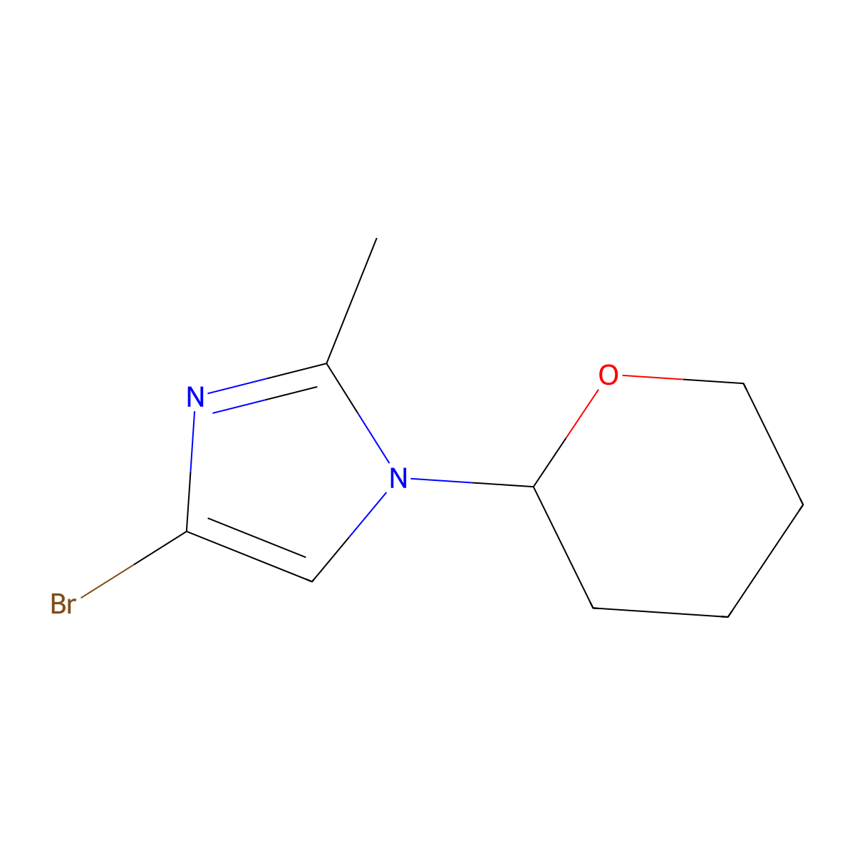 4-Bromo-1-(oxan-2-yl)-2-methylimidazole molecular structure, CAS 1622836-20-7