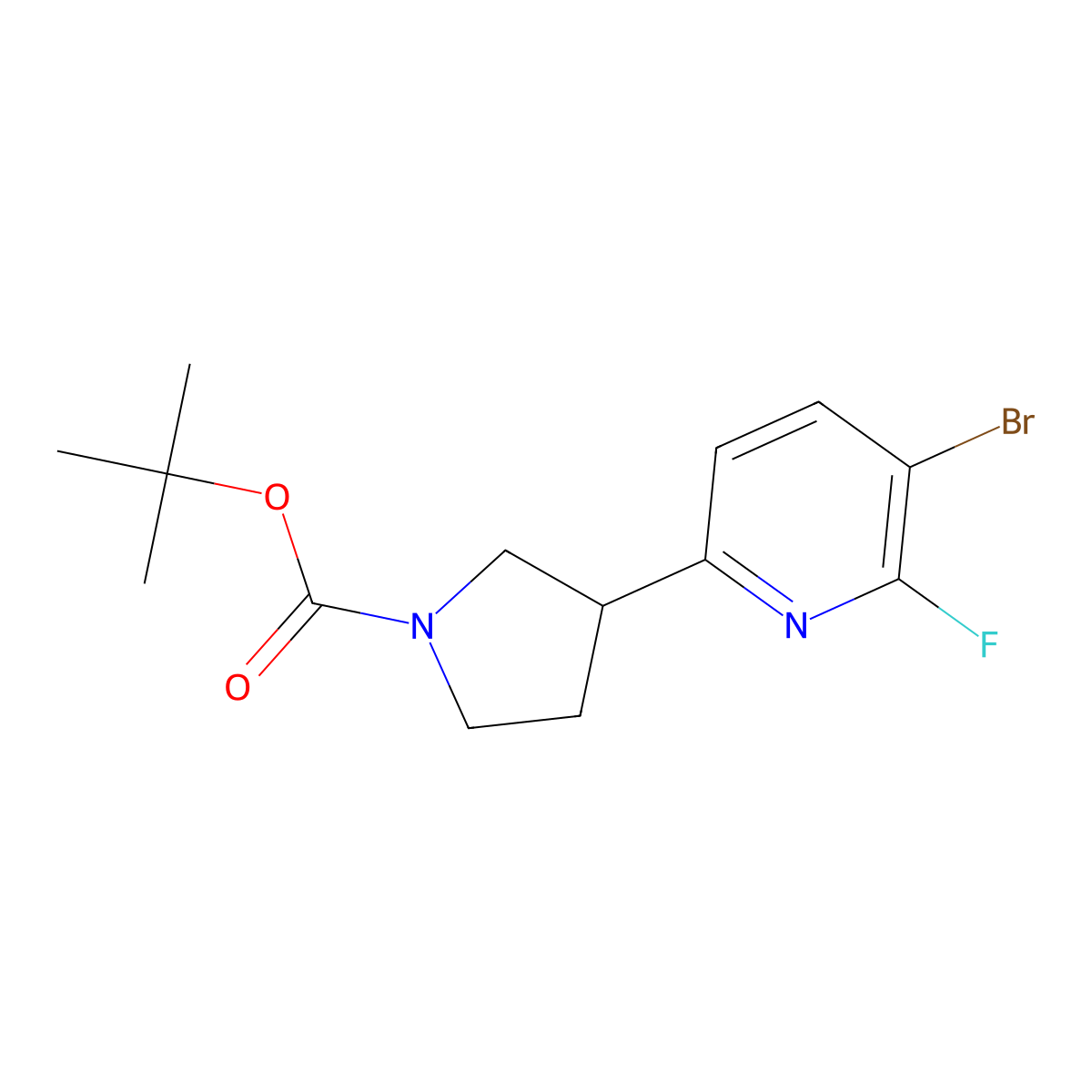 3-Bromo-2-fluoro-6-(N-Boc-pyrrolidin-3-yl)pyridine molecular structure, CAS 1622836-21-8