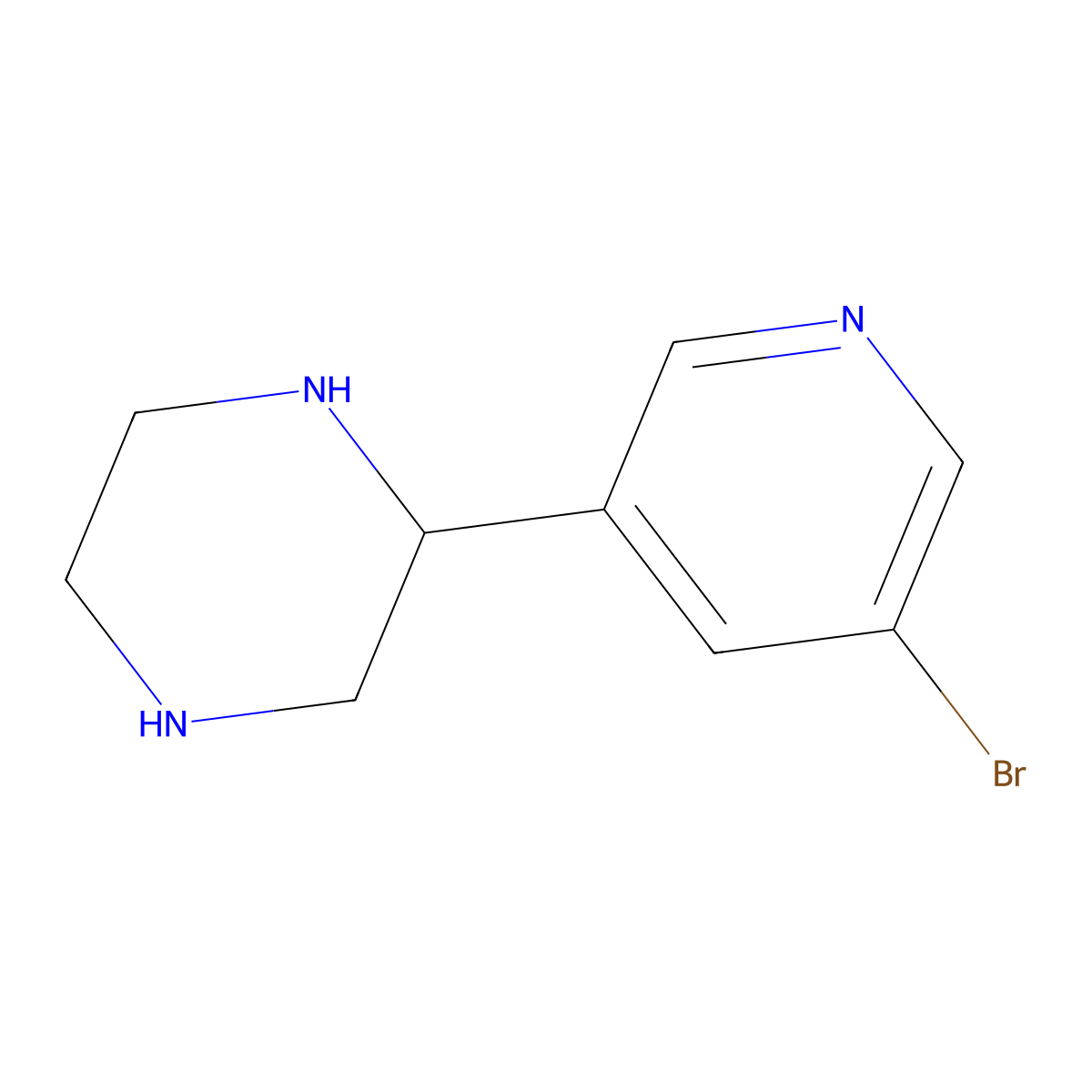 2-(5-Bromopyridin-3-yl)piperazine molecular structure, CAS 1622836-22-9