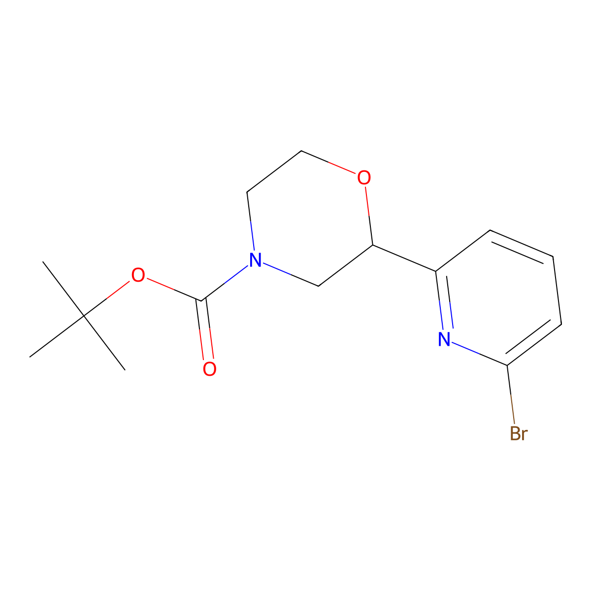 Tert-butyl 2-(6-bromopyridin-2-yl)morpholine-4-carboxylate molecular structure, CAS 1622836-24-1
