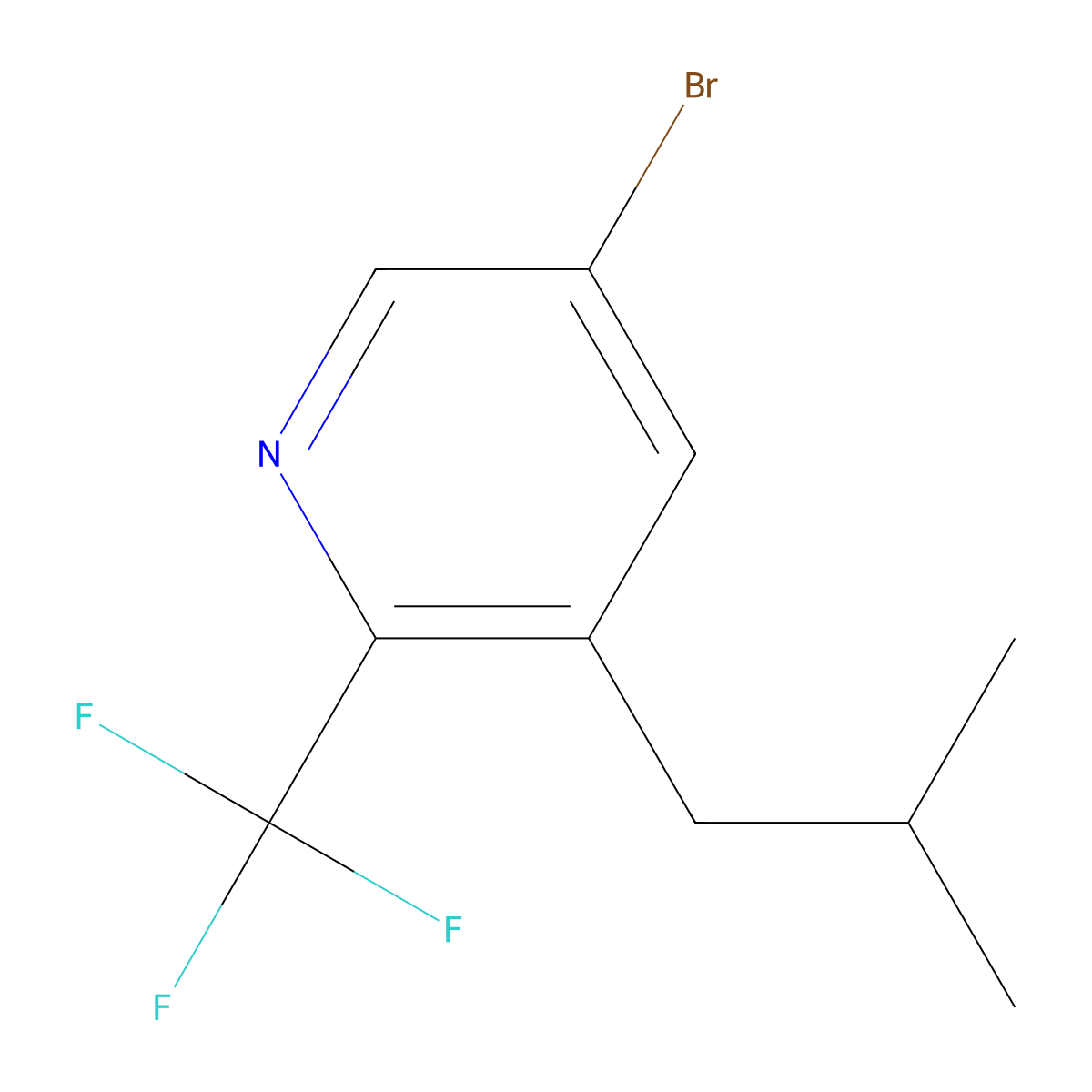 5-BROMO-3-(iso-BUTYL)-2-(TRIFLUOROMETHYL)PYRIDINE molecular structure, CAS 1622838-82-7