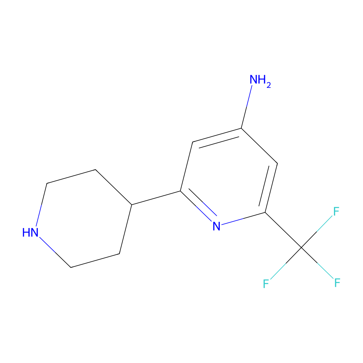 4-Amino-2-trifluoromethyl-6-(piperidin-4-yl)pyridine molecular structure, CAS 1622838-84-9