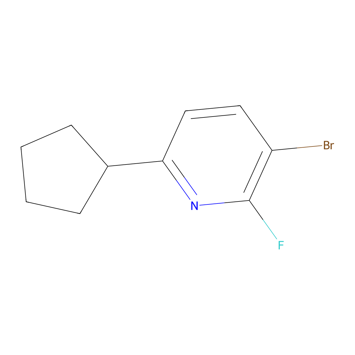 3-Bromo-2-fluoro-6-cyclopentylpyridine molecular structure, CAS 1622838-85-0