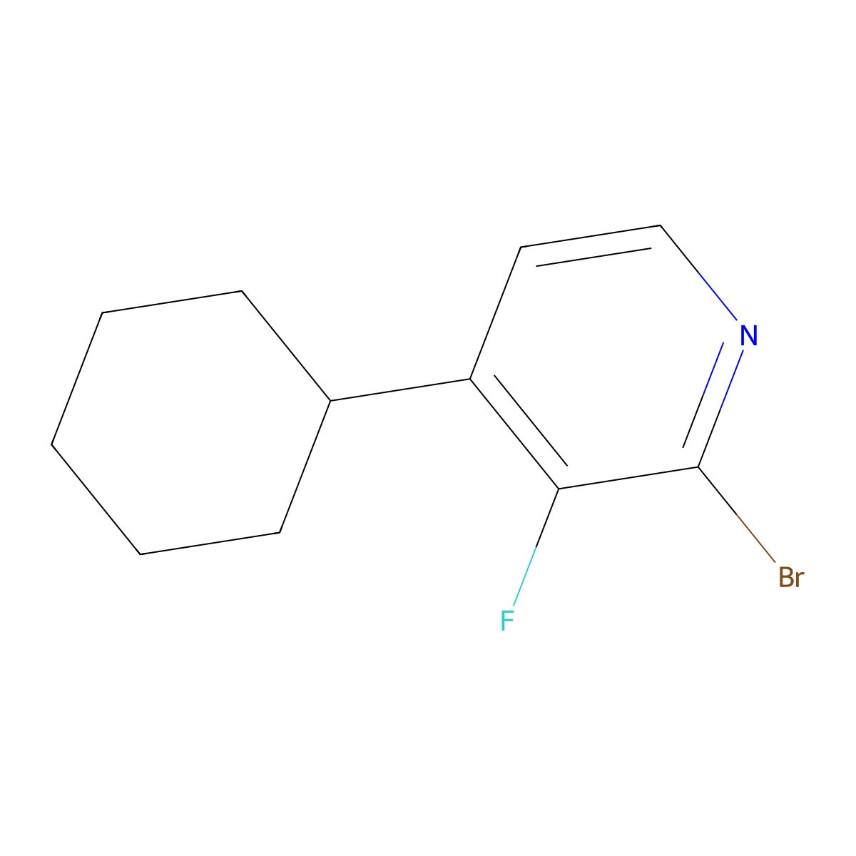2-Bromo-3-fluoro-4-cyclohexylpyridine molecular structure, CAS 1622838-86-1