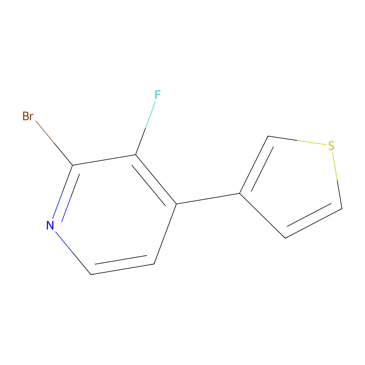 2-Bromo-3-fluoro-4-(3-thienyl)pyridine molecular structure, CAS 1622838-87-2