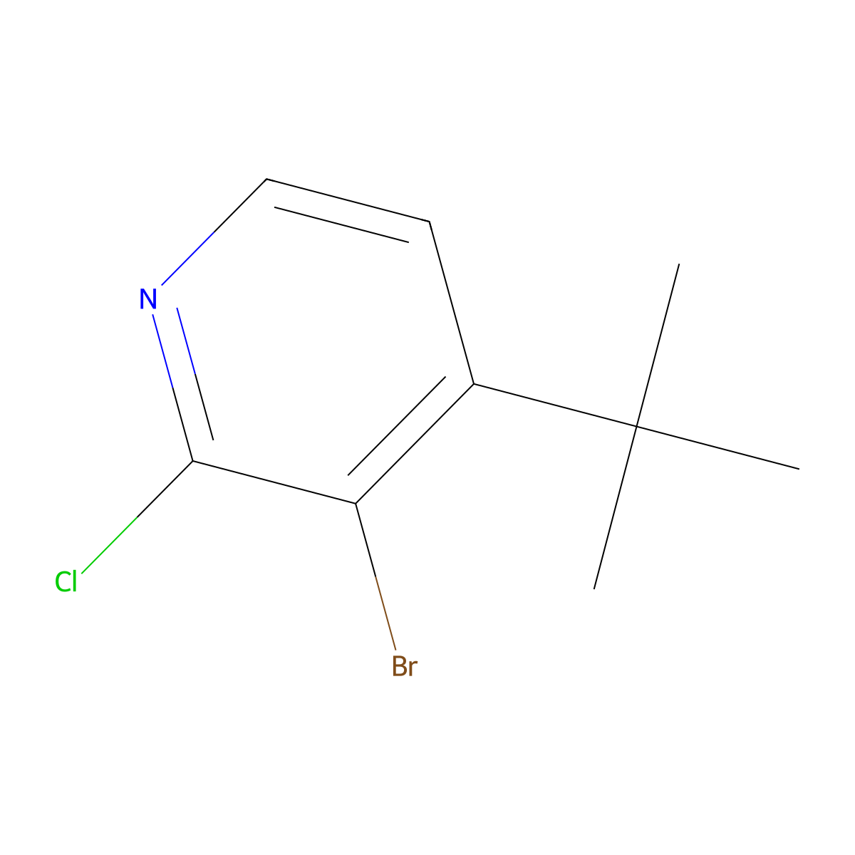 3-Bromo-4-(tert-butyl)-2-chloropyridine molecular structure, CAS 1622838-88-3