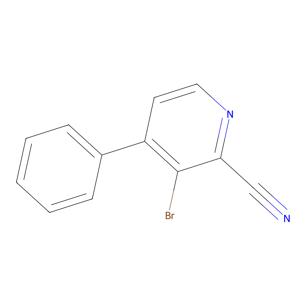 3-Bromo-4-phenyl-2-pyridinecarbonitrile molecular structure, CAS 1622838-89-4