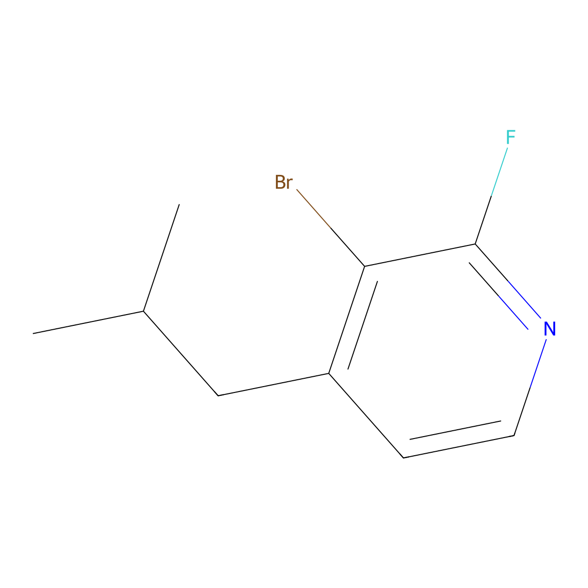 2-Fluoro-3-bromo-4-(iso-butyl)pyridine molecular structure, CAS 1622838-90-7