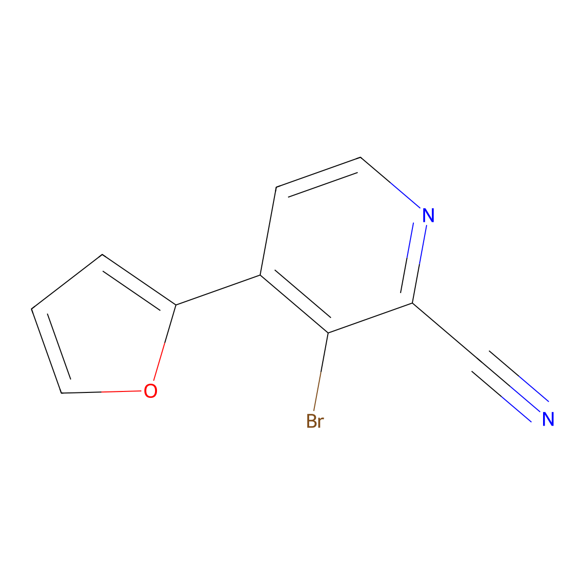 3-Bromo-4-(2-furyl)-2-pyridinecarbonitrile molecular structure, CAS 1622838-91-8