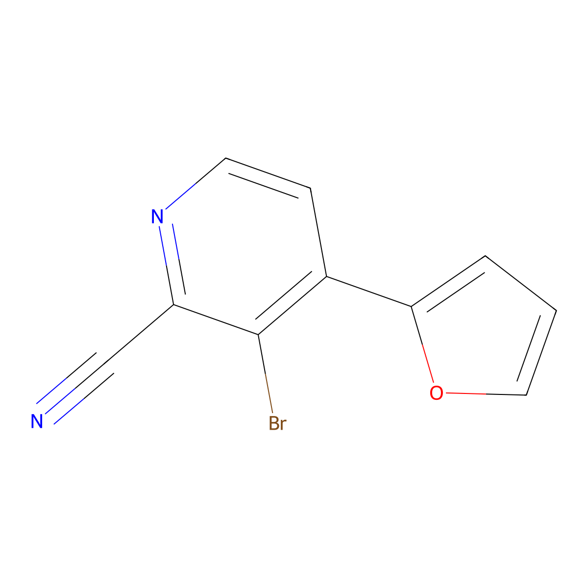 3-Bromo-4-(2-furyl)-2-pyridinecarbonitrile molecular structure, CAS 1622838-91-8