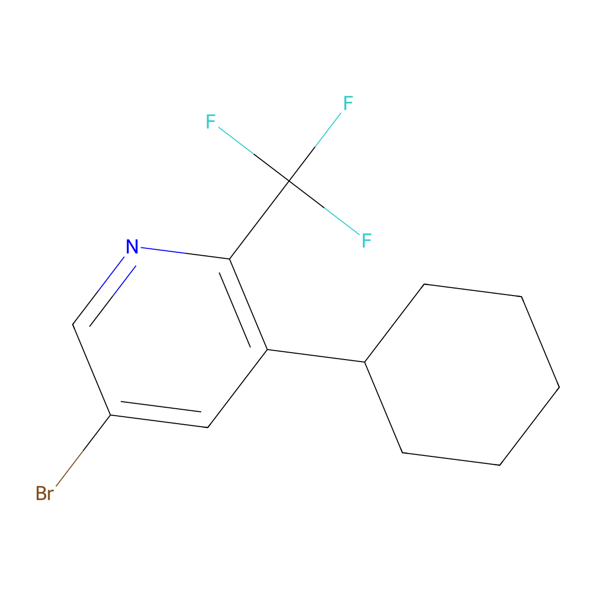 5-Bromo-3-cyclohexyl-2-(trifluoromethyl)pyridine molecular structure, CAS 1622838-92-9