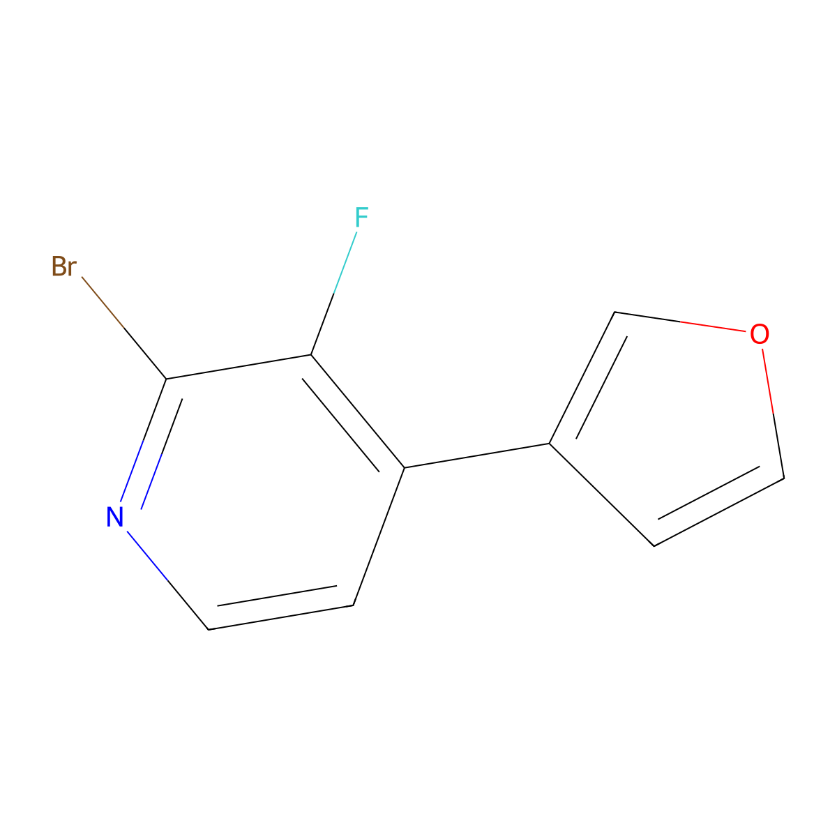 2-Bromo-3-fluoro-4-(3-furyl)pyridine molecular structure, CAS 1622838-97-4