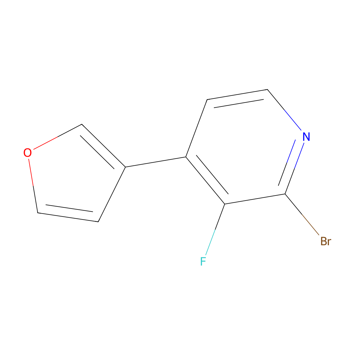 2-Bromo-3-fluoro-4-(3-furyl)pyridine molecular structure, CAS 1622838-97-4