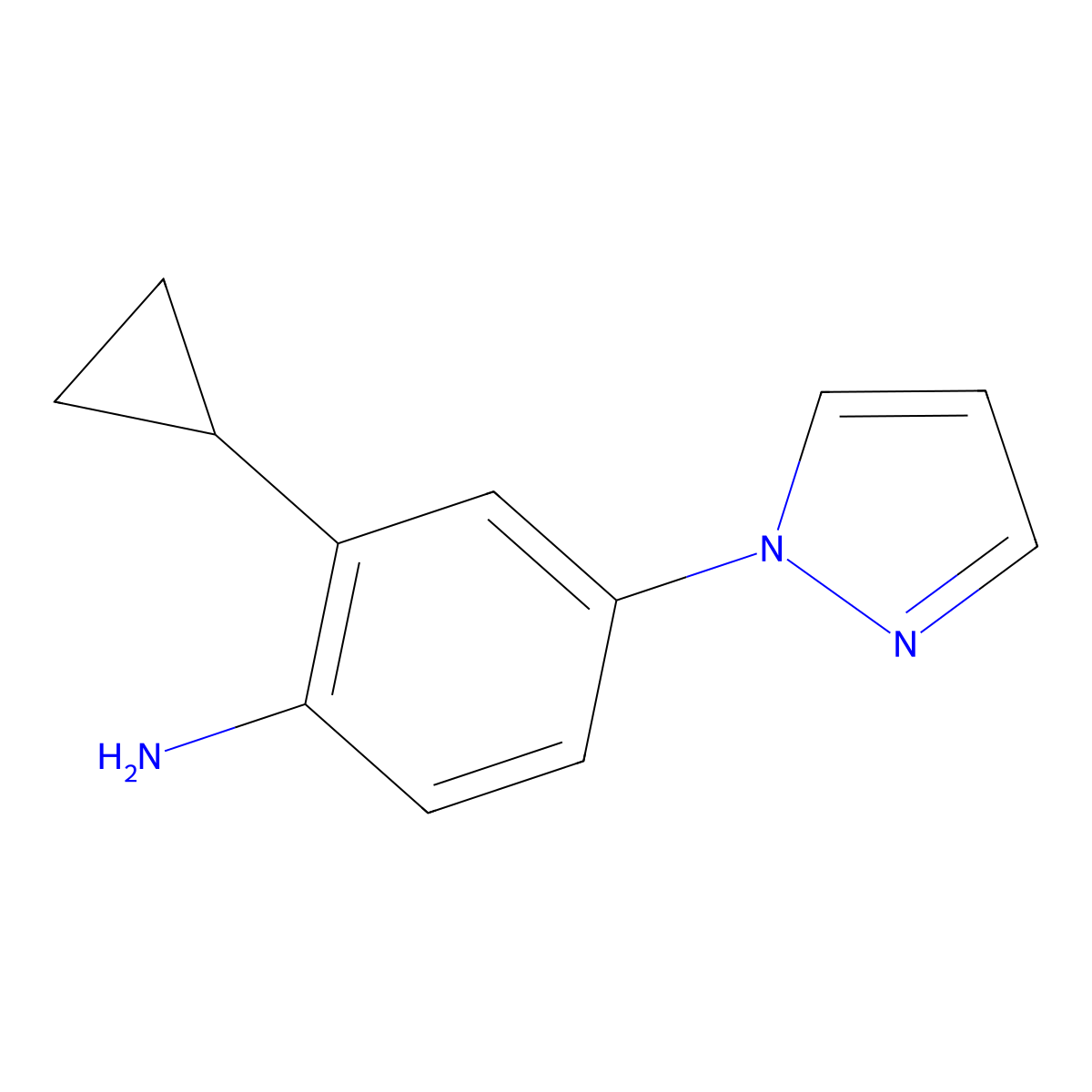2-Cyclopropyl-4-(1H-pyrazol-1-yl)aniline molecular structure, CAS 1622839-00-2