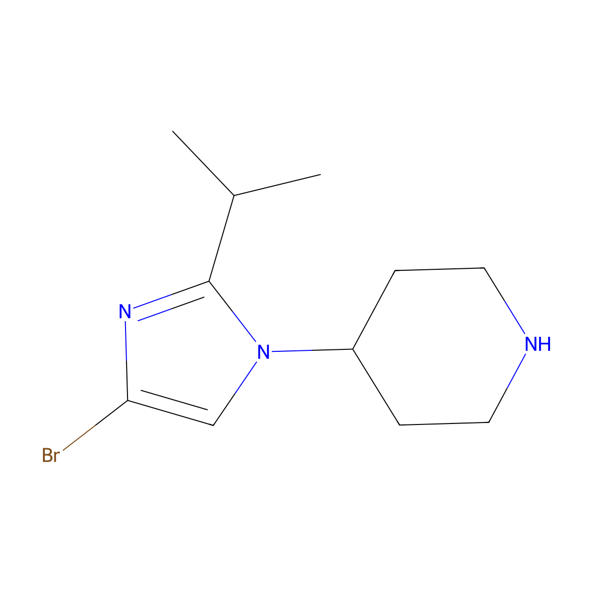 4-Bromo-1-(piperidin-4-yl)-2-(iso-propyl)imidazole molecular structure, CAS 1622839-09-1