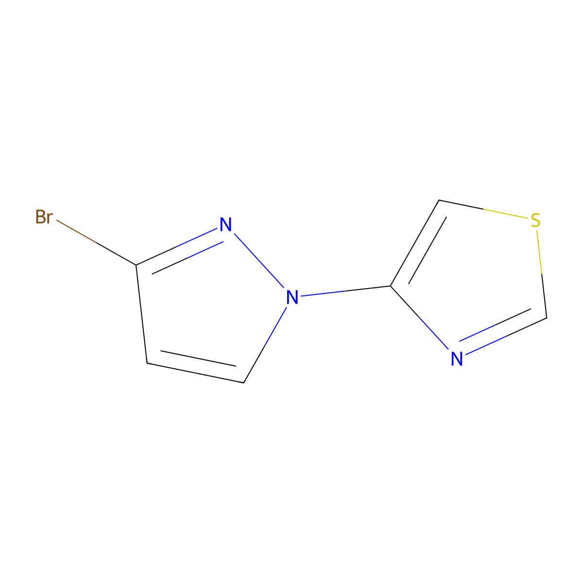 3-Bromo-1-(thiazol-4-YL)-1H-pyrazole molecular structure, CAS 1622839-18-2