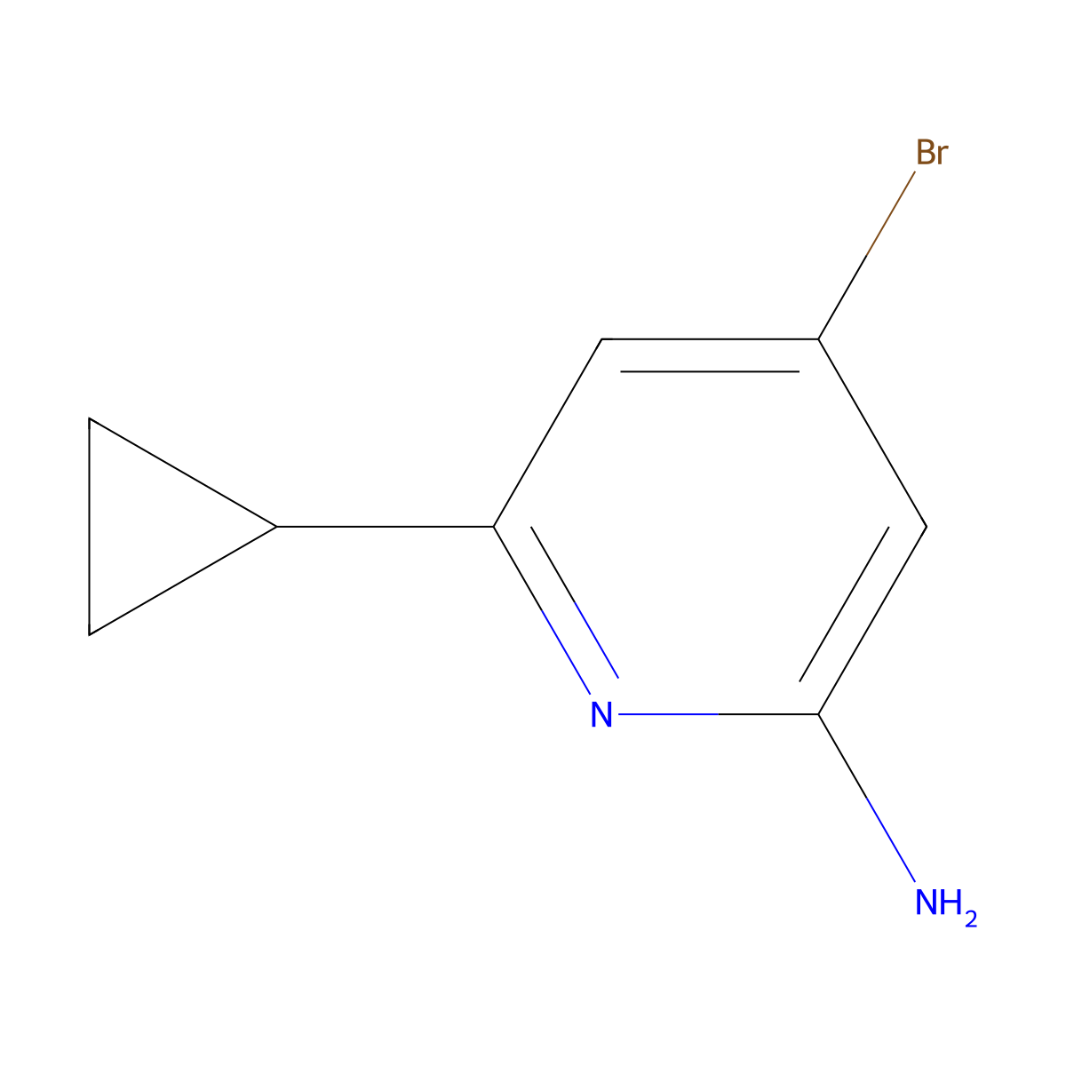 4-Bromo-6-cyclopropylpyridin-2-amine molecular structure, CAS 1622839-19-3
