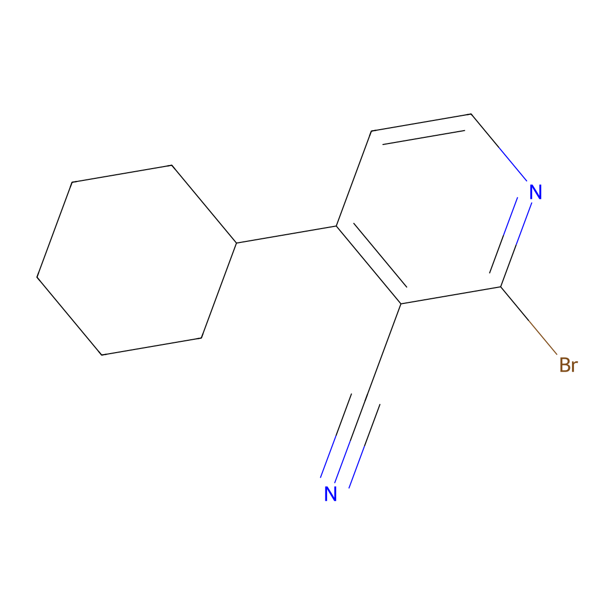 2-Bromo-3-cyano-4-cyclohexylpyridine molecular structure, CAS 1622839-22-8