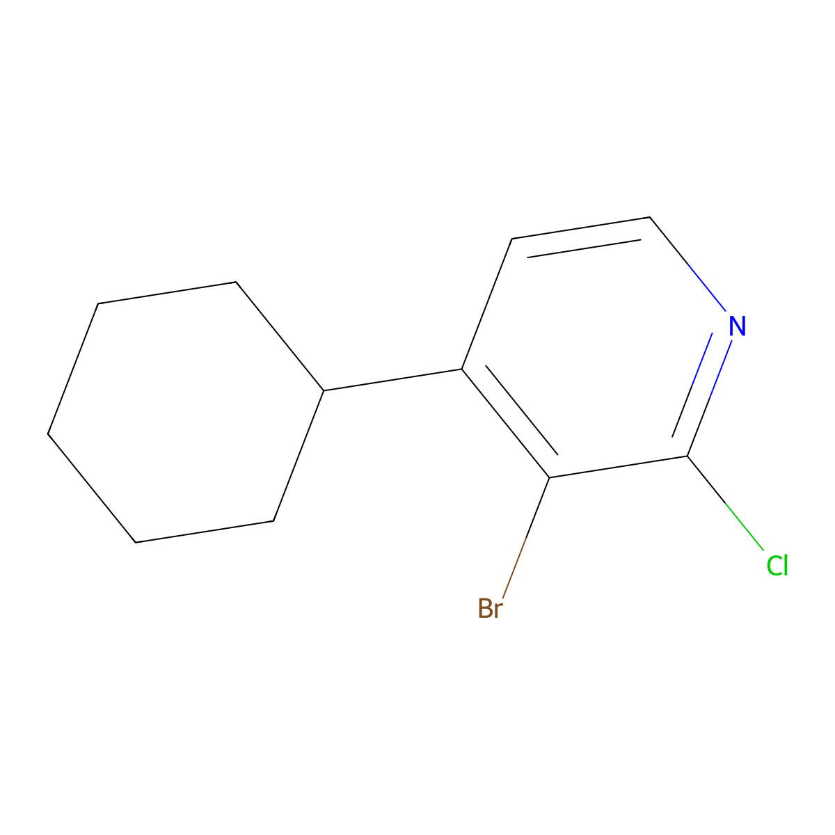 3-Bromo-4-cyclohexyl-2-chloropyridine molecular structure, CAS 1622839-25-1