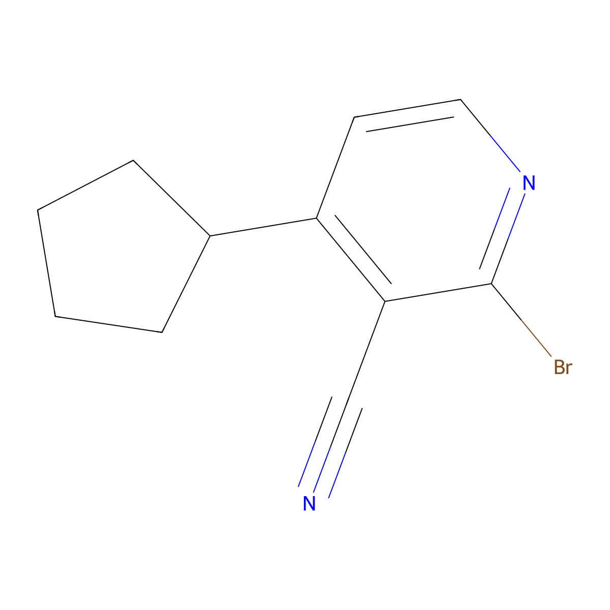 2-Bromo-3-cyano-4-cyclopentylpyridine molecular structure, CAS 1622839-28-4