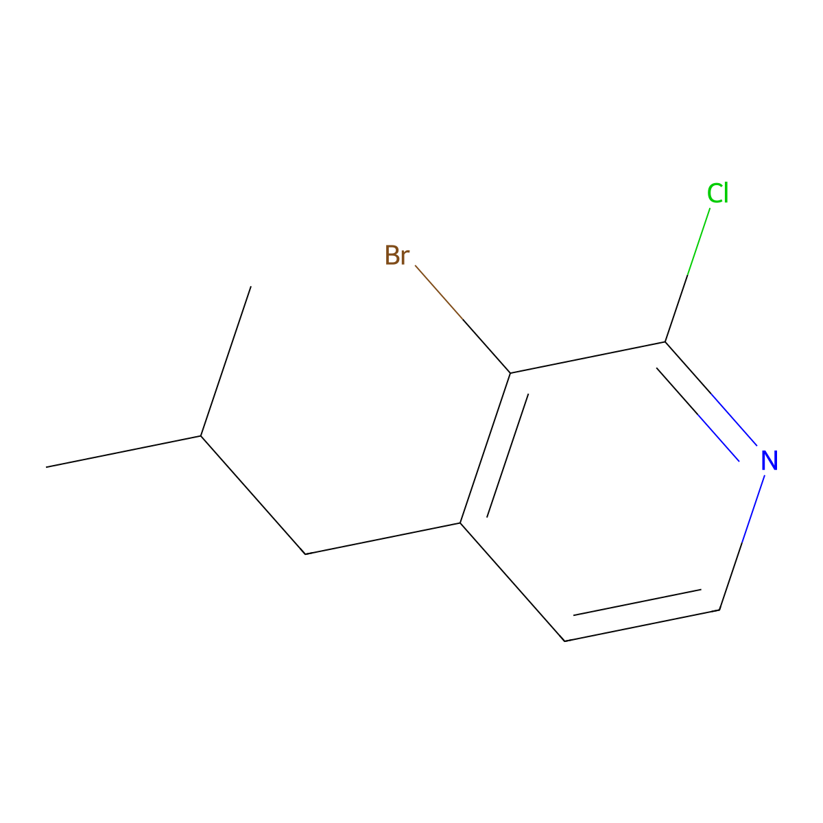 3-Bromo-4-(iso-butyl)-2-chloropyridine molecular structure, CAS 1622839-33-1